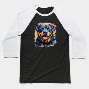 Rottie Rottweiler Bright Watercolor Painting Baseball T-Shirt